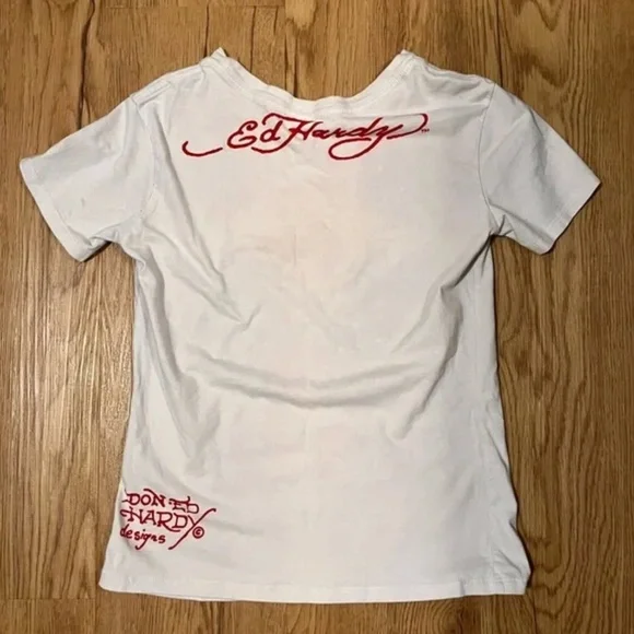 ED HARDY| Y2K LOVE DIES HARD BABYDOLL T SHIRT - Picture 5 of 6